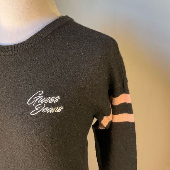 Vintage Guess Jeans Sweater, Black and Pink, XS. - Picture 5 of 10